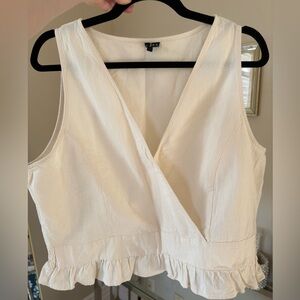 Vero Moda Cream Wrap Top with Ruffle Hem - Size XL